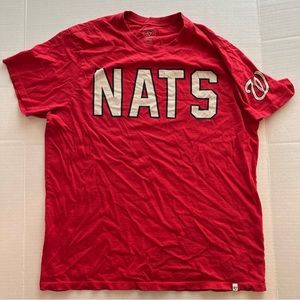 Washington Nationals L Red Super SOFT T Shirt Tee NATS Spellout Cotton DC